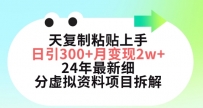 小红书24年最新细分虚拟资料项目：3天复制粘贴上手日引300+月变现五位数