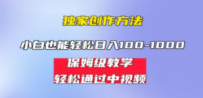 小白轻松日入100-1000，中视频蓝海计划，保姆式教学，任何人都能做到