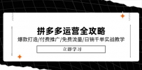 拼多多运营全攻略，爆款打造/付费推广/免费流量/日销千单实战教学/6月更新