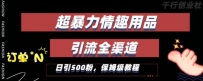 新版情趣项目引流全渠道，自带高流量，保姆级教程，轻松破100单，日引500+粉丝