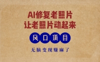 最新风口项目，AI一键修复老照片，让老照片动起来，接单到手软，无脑变…