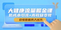 大健康流量掘金课，低成本引流+高收益变现，日引百粉月入过万