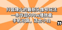 抖音爆火的最新头像号玩法，一条作品500w播放量，手机可做，适合小白