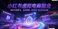 小红书虚拟电商掘金，解析流量算法，选品策略，账号起号，笔记创作全流程