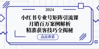小红书专业号矩阵引流课，月销百万案例解析，精准获客技巧全揭秘