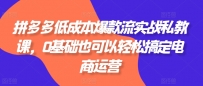 拼多多低成本爆款流实战私教课，0基础也可以轻松搞定电商运营