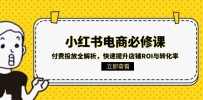 小红书电商必修课：付费投放全解析，快速提升店铺ROI与转化率