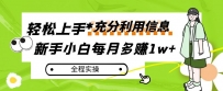 每月多赚1W+，新手小白如何充分利用信息赚钱，全程实操！【揭秘】