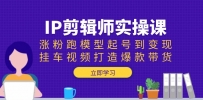 IP剪辑师实操课：涨粉跑模型起号到变现，挂车视频打造爆款带货