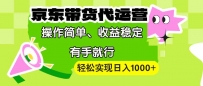 【京东带货代运营】操作简单、收益稳定、有手就行！轻松实现日入1000+