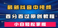最新抖音中视频百分百过原创教程，深度去重，小白轻松掌握