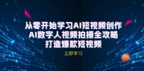 AI短视频创作-AI数字人视频拍摄全攻略，打造爆款短视频（无水印课程）