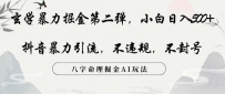 玄学暴力掘金第二弹，小白日入500+，抖音暴力引流，不违规，术封号，八字命理掘金AI玩法【揭秘】