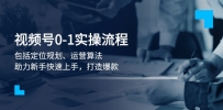 视频号0-1实战流程，包括定位规划、运营算法，助力新手快速上手，打造爆款