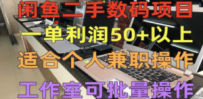 闲鱼二手数码项目，个人副业低保收入一单50+以上，工作室批量放大操作