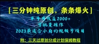 三分钟制作视频号纯原创，条条爆款，轻松月入过万
