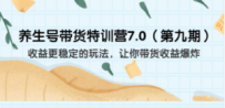 养生号带货特训营7.0（第九期）收益更稳定的玩法 让你带货收益爆炸（11节）
