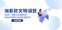 淘系软文特训营：这样学，兼职小白也能写出月收过万到年入50万的淘系软文