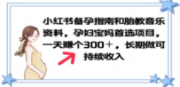 小红书备孕指南和胎教音乐资料 孕妇宝妈首选项目 一天赚个300＋长期可做