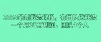 2024最新截流课程，有团队做截流一个月35万利润，团队4个人