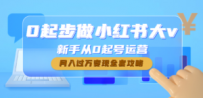 0起步做小红书大v，新手从0起号运营，月入过万变现全套攻略