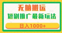 探索短剧推广新玩法：高效变现与简单制作，无脑搬运，几分钟一个作品，日入1000+【揭秘】