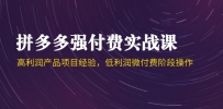 拼多多强付费实战课-44期，高利润产品项目经验，低利润微付费阶段操作