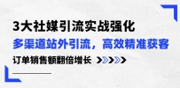 3大社媒引流实操强化，多渠道站外引流/高效精准获客/订单销售额翻倍增长