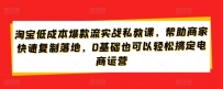 淘宝低成本爆款流实战攻略，低成本爆款打造与流量获取，0基础也可以轻松搞定电商运营