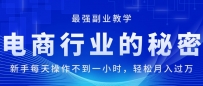 电商行业的秘密，新手每天操作不到一小时，月入过万轻轻松松，最强副业…