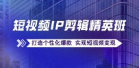 短视频IP剪辑精英课：复刻爆款秘籍，打造个性化爆款 实现短视频变现