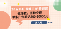 28天小红书博主IP特训营《第9期》做爆款，涨粉变现 单条广告笔记500-10000