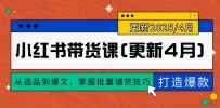 小红书带货课(更新4月)，从选品到爆文，掌握批量铺货技巧，0到1打造爆款