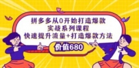 拼多多从0开始打造爆款实战系列课程：快速提升流量+打造爆款方法
