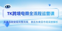 TK跨境电商全流程运营课，从选品到变现完整流程，美区东南亚市场深度解析