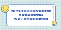 2023拼多多运营全新系列课，从此再无难做的店，15节干货带你玩转拼多多