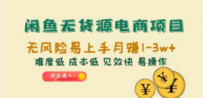 闲鱼无货源电商项目：无风险易上手月赚10000+难度低 成本低 见效快 易操作