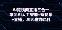 AI短视频直播三合一，学会AI人工智能+短视频+直播，三大趋势红利