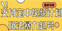 支付宝中视频玩法暴力起号影视起号有播放即可获得收益（带素材）