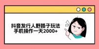 抖音发行人野路子玩法，手机操作一天2000+