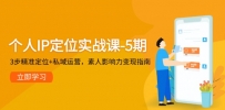 个人IP定位实战课-5期，3步精准定位+私域运营，素人影响力变现指南