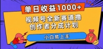 单日收益1000+，视频号全新赛道撸创作者分成计划，小白易上手【揭秘】