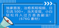 独家首发，治愈系短视频，日引流500+当天变现小白月入过万（附676G素材）