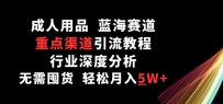 蓝海成人用品赛道，重点渠道引流教程，行业深度分析，无需囤货，轻松月入5W+【揭秘】