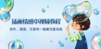 插画情感中视频教程：软件、图案、文案等一整套完整流程，送文案模版、…