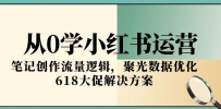 从0学小红书运营，笔记创作流量逻辑，聚光数据优化，618大促解决方案