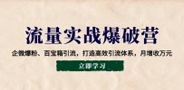 流量实战爆破营：企微爆粉、百宝箱引流，打造高效引流体系，月增收万元