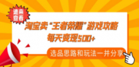 某付款文章《淘宝卖“王者荣耀”游戏攻略，每天变现500+，选品思路+玩法》