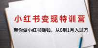 小红书变现特训营：带你做小红书赚钱，从0到1月入过万