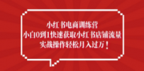 小红书电商训练营，小白0到1快速获取小红书店铺流量，实战操作月入过万